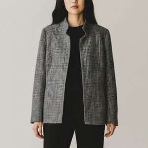 Eaton open front plaid wool blazer jacket